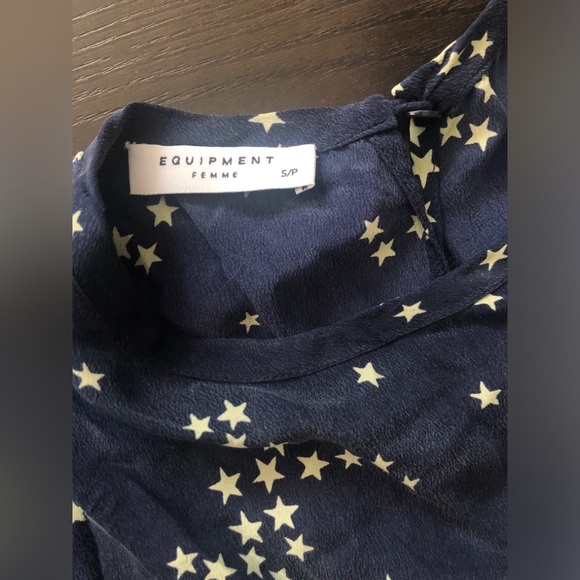 Equipment 'Aubrey' Star Print Silk Dress In Blue (Blue,Multi-Colour) - Picture 7 of 7